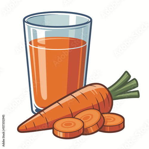 Fresh Carrot Juice in a Glass with Carrot Slices