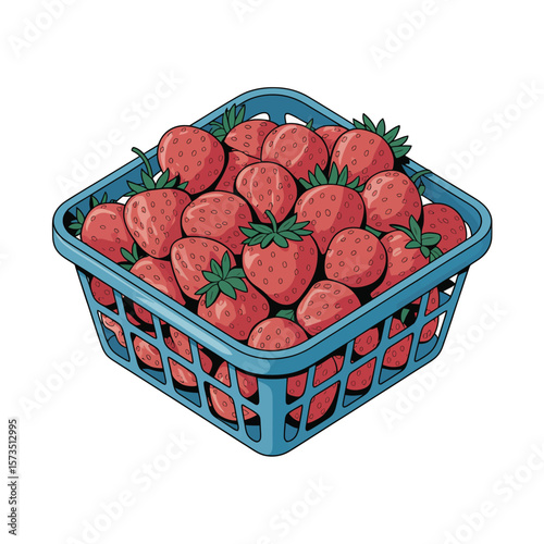 Fresh Strawberries in a Blue Basket