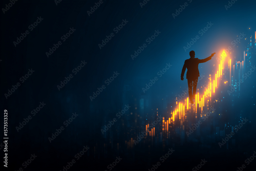 Naklejka premium Driv Businessman Drives Financial Growth and Stock Market Success