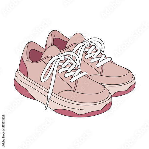 Pair of Pastel Pink Sneakers Illustration