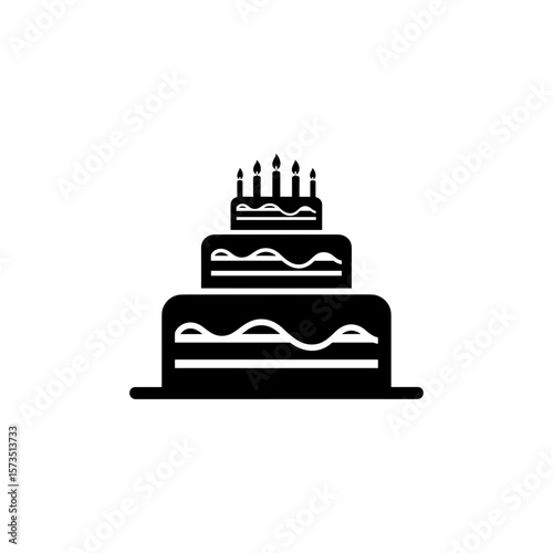 Illustration of a three tiered cake with candles on top for a celebration event shown here
