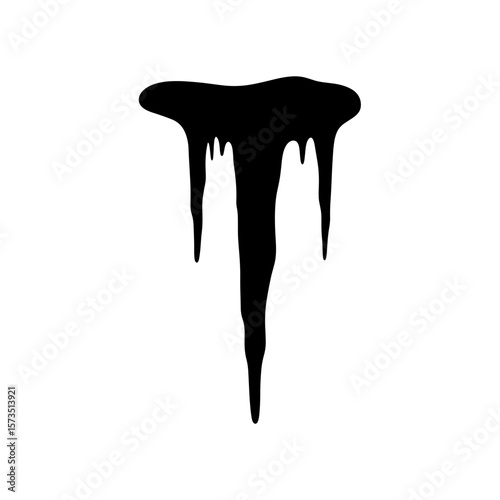 Silhouette of icicles hanging down with a pointed tip and uneven edges in a graphic depiction