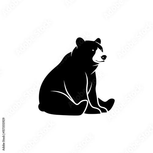 Illustration of a sitting bear with defined fur and facial features in a minimalist style drawing