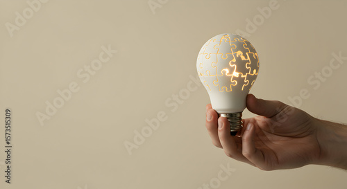 Creative Idea: Lightbulb with Puzzle Pieces Concept