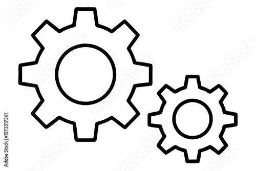 Vector illustration of a mechanical gear wheel icon, symbolizing machinery and industrial technology