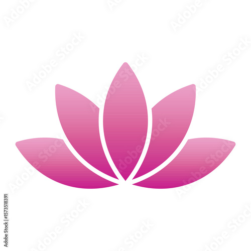 Pink Lotus flower icon. Logo Symbol for beauty, zen, spa, yoga, massage, medical companies. Blooming pink lotus flower icon isolated on white background, vector illustration EPS 10.