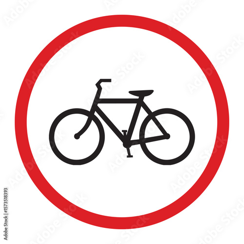 No bicycle allowed symbol vector ilustration on white background. Not allow bicycle sign. No Bicycles prohibited Traffic Sign The red circle prohibiting sing.