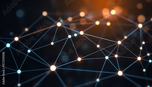 Business connection concept with abstract network lines and glowing nodes.