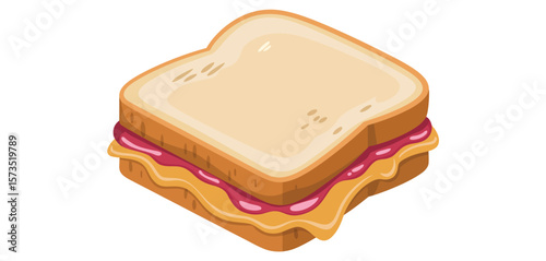 Delicious peanut butter and jelly sandwich with toasted bread and melty cheese