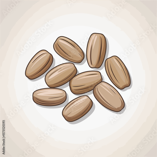 Illustration of a small pile of raw sunflower seeds on a light background