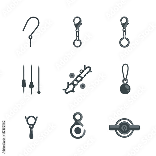 Jewelry Making Supplies and Findings Vector Icons Set