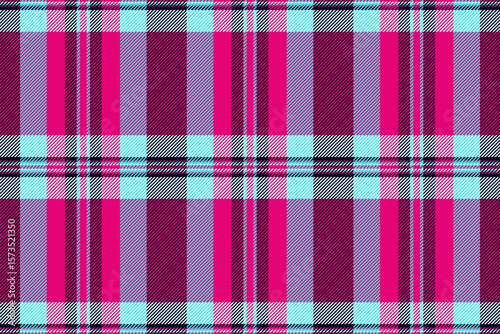 Vibrant pink, purple, and aqua plaid pattern.  Perfect for textile designs, fashion, websites, or packaging.  Bold geometric texture adds energy and style. Ideal for creating eyecatching visuals.