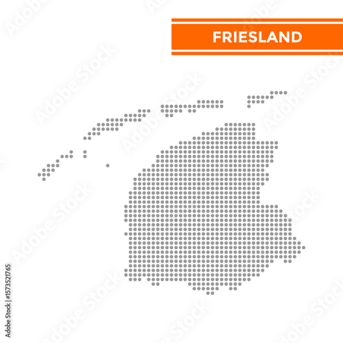 Dotted map of Friesland Province in Netherlands