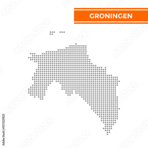Dotted map of Groningen Province in Netherlands