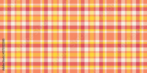 Vibrant seamless plaid pattern in warm, summery tones of orange and yellow.  Ideal for textile design, fashion, website backgrounds, and packaging.