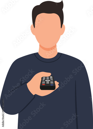 Man holding calculator in hand wearing dark sweater vector illustration in flat design style 
