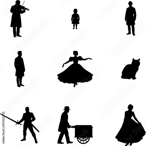 Victorian Elegance: Timeless Silhouettes Collection - Classic Figures, Vintage Charm & Historical Character for Your Creative Projects