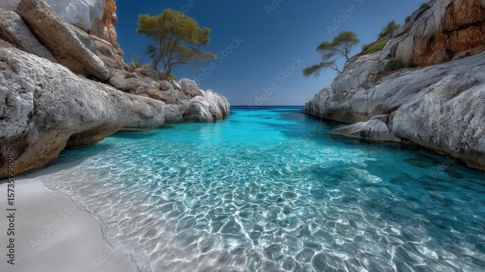Fototapeta premium Turquoise waters of cala macarella scenic beach landscape