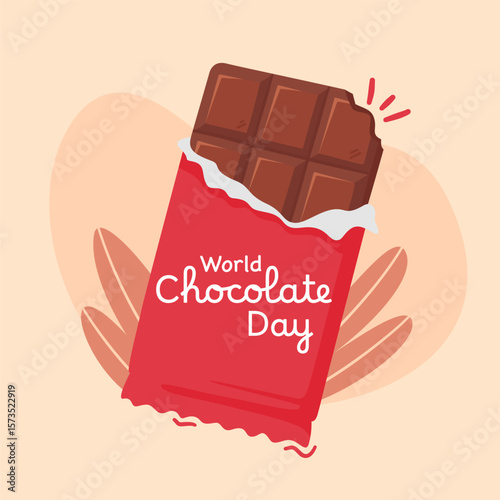 Chocolate bar flat design, world chocolate day celebration illustration