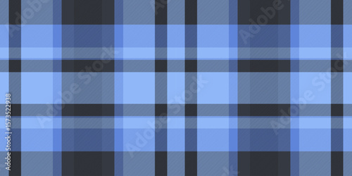 Japan check textile fabric, wide background pattern texture. Bold plaid vector tartan seamless in blue and dark colors.