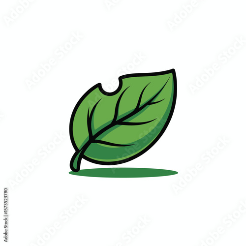 Cartoon Green Leaf with Hole Design