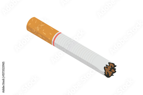 Burnt Cigarette Illustration on White Background