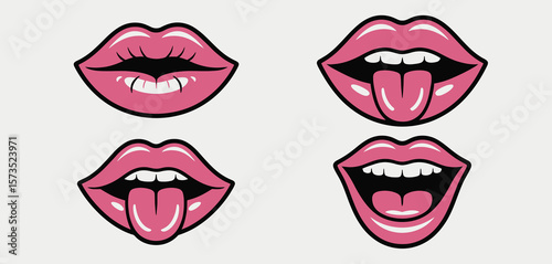Pop Art Style Lips and Tongues