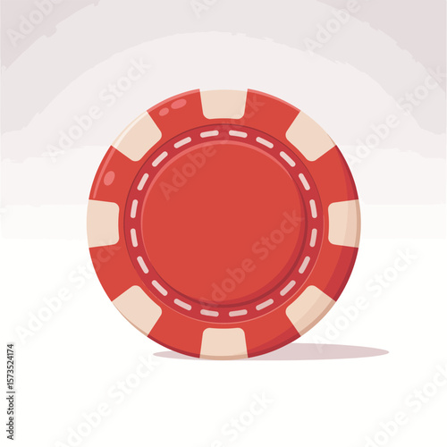 Single Red Casino Poker Chip Vector Illustration