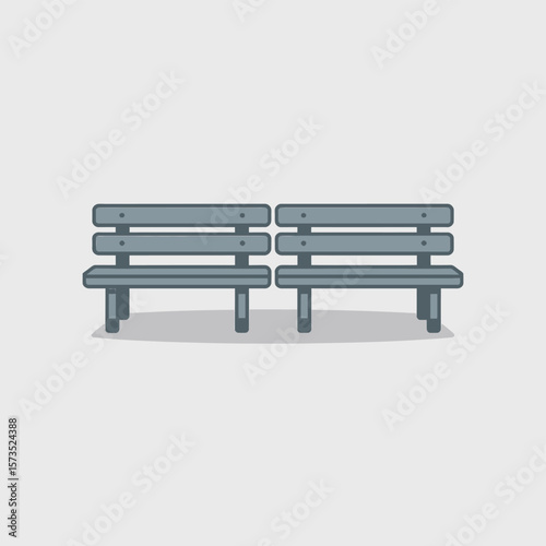 Two Simple Park Benches Vector Illustration