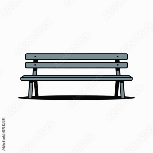 Simple Grey Park Bench Illustration