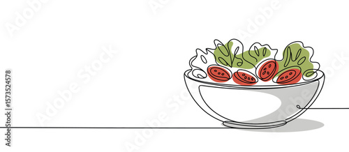 One Line Drawing of a Salad Bowl