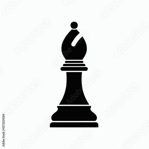 A black silhouette of a chess bishop piece on a white background