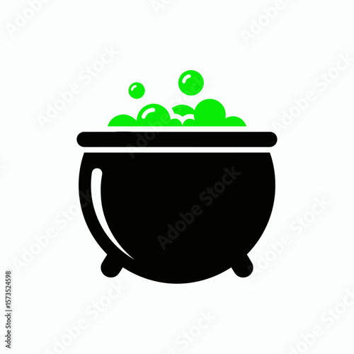 A black witchs cauldron with bubbling green potion