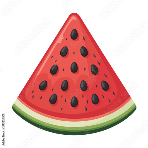 Cartoon Watermelon Slice with Seeds