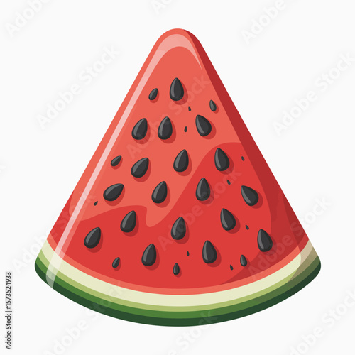 Cartoon Watermelon Slice with Seeds
