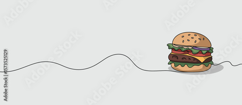 One Line Art Illustration of a Delicious Burger