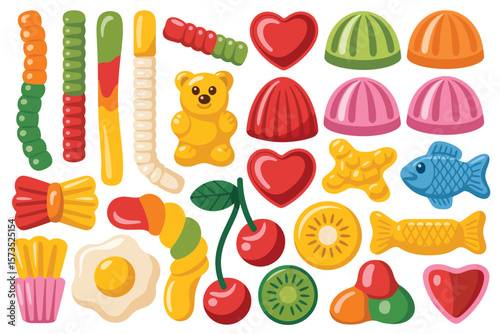 Assortment of Colorful Cartoon Candies and Sweets