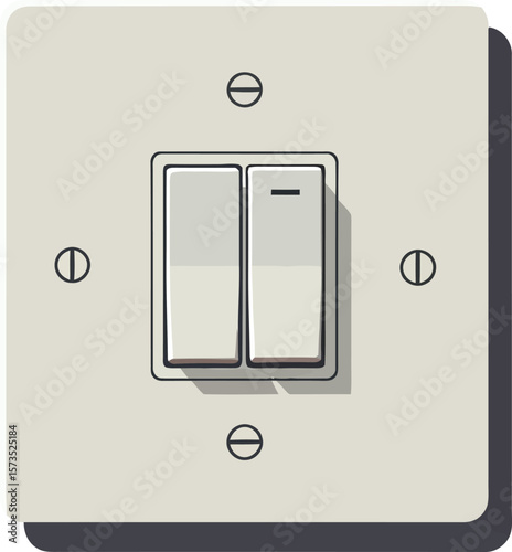Light switch with dual toggle buttons vector illustration in neutral tones for home electrical control panel design 