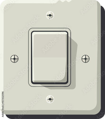 Light switch on beige wall plate minimal design vector illustration for home and office use 