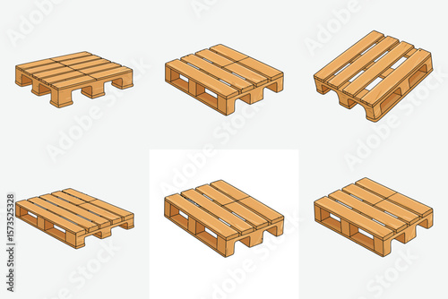 Collection of Wooden Pallets in Different Angles