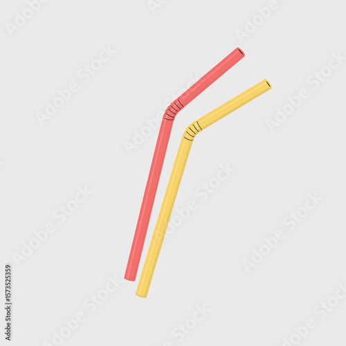 Two Colorful Drinking Straws