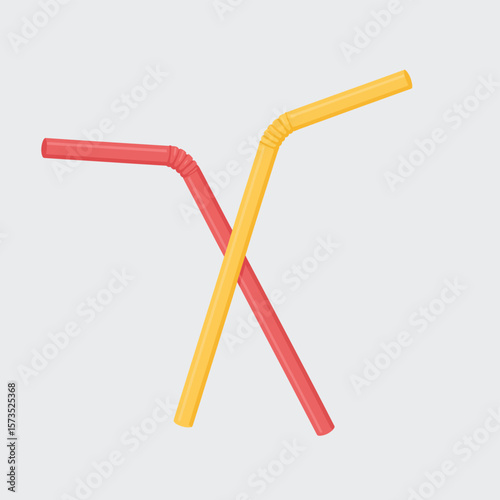 Two Colorful Drinking Straws Crossed