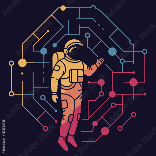 Astronaut in Digital Cosmos A Modern Space Exploration Design