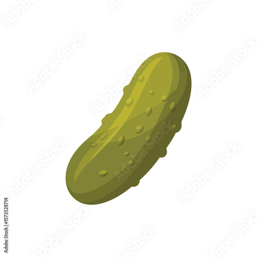 A single green pickle with bumps isolated on a white background