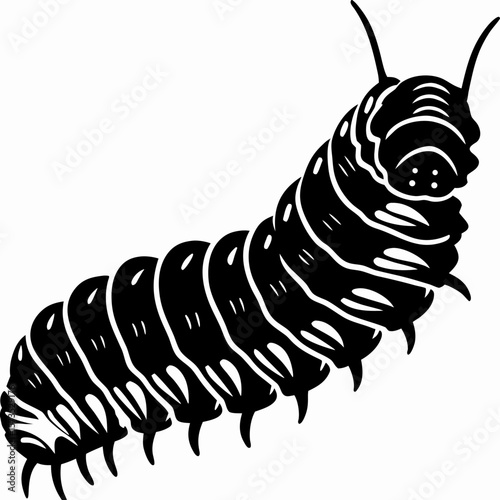 Black caterpillar insect vector illustration for education and nature themed design projects graphic resource