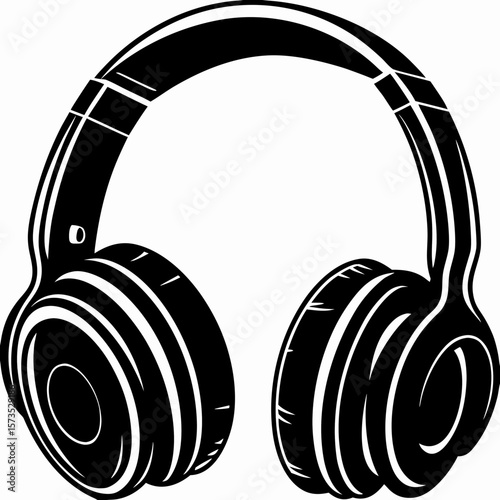 Download high quality vector graphic of black and white headphones for music lovers and audio enthusiasts today