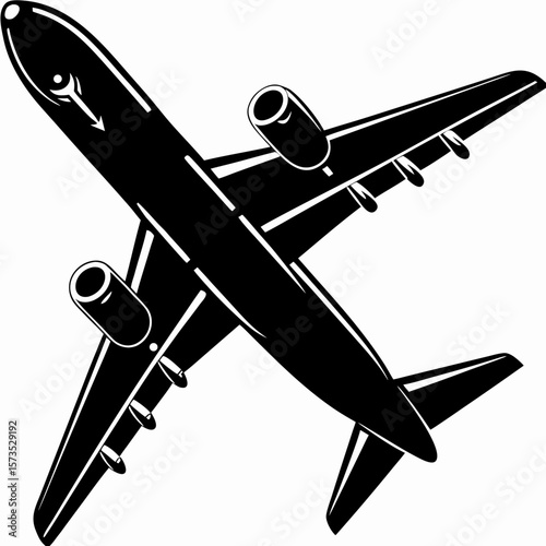 Airplane flying travel transportation aviation flight airliner jet silhouette vector graphic design element