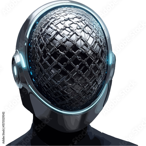 Futuristic Robot Face AI Space and Innovation Concept