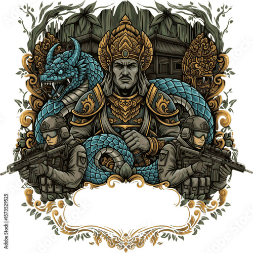 Epic Fantasy King & Dragon with Modern Tactical Soldiers - Ancient Guardians Art