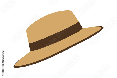 A stylish brown fedora hat with a dark brown band isolated on white